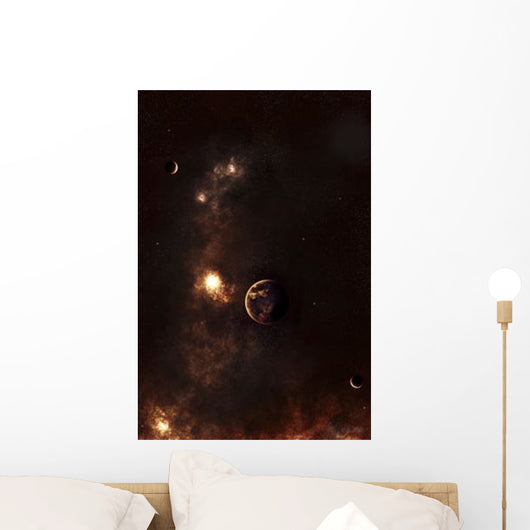 A Planet Illuminated Plasma Floating Wall Decal