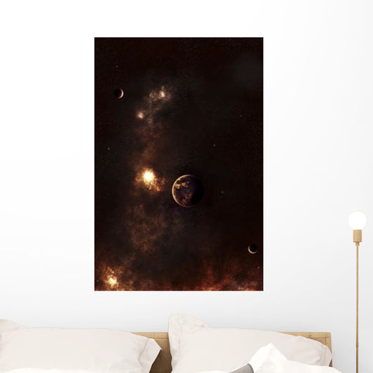 A Planet Illuminated Plasma Floating Wall Decal