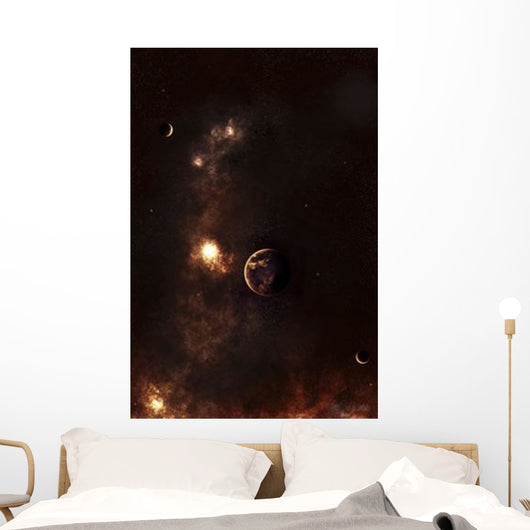 A Planet Illuminated Plasma Floating Wall Decal