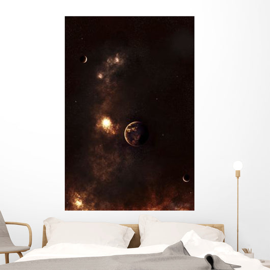 A Planet Illuminated Plasma Floating Wall Decal