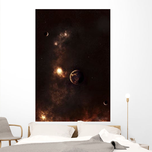 A Planet Illuminated Plasma Floating Wall Decal