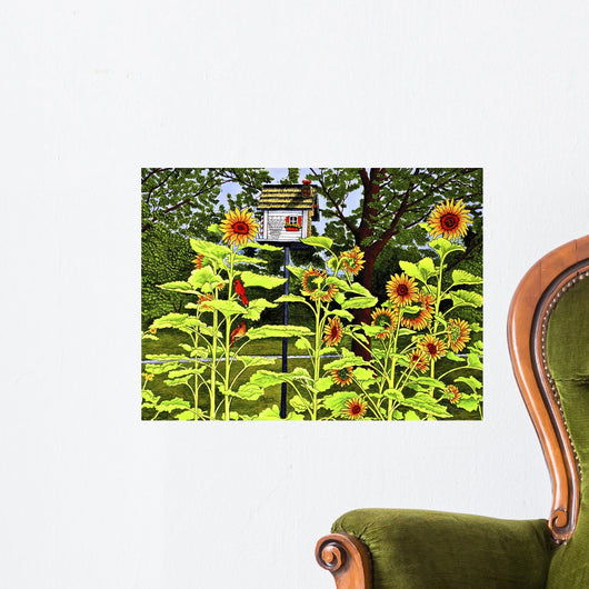 Sunflowers and Birdhouse Wall Decal