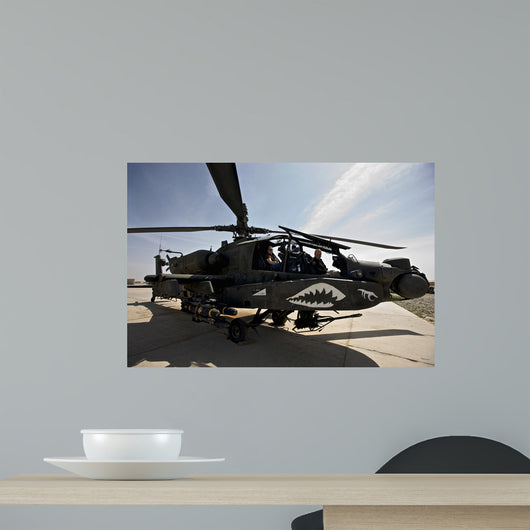 Ah-64d Apache Helicopter Parked Wall Decal Design 2