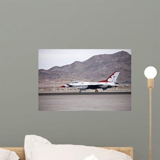 F-16c Thunderbird Sits Runway Wall Decal Design 2