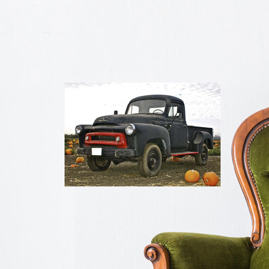 Black Truck Pumpkin Patch Wall Decal Design 1
