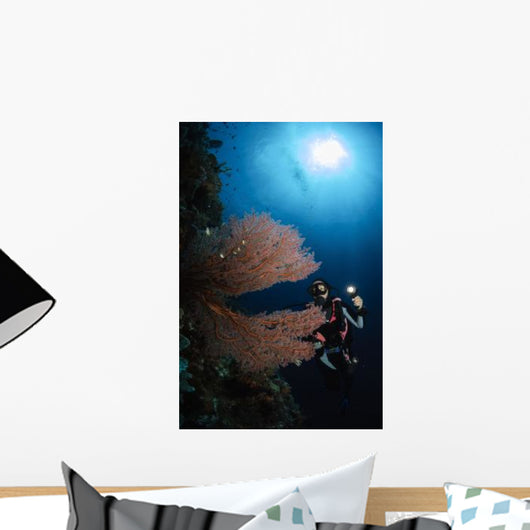 Diver Sea Fans Indonesia Wall Decal
