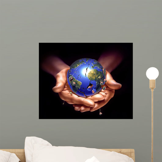 Planet Earth Human Hands Wall Decal