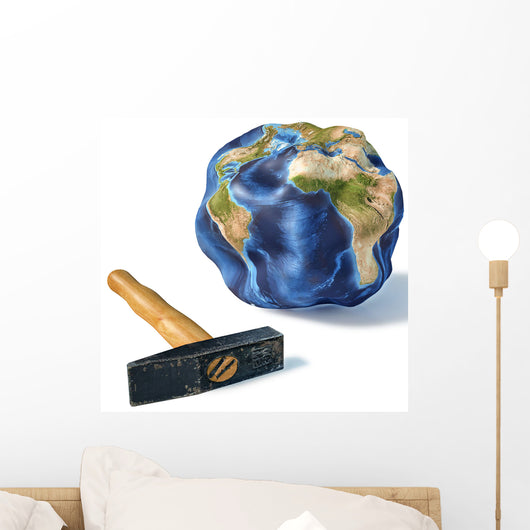 Planet Earth Smashed Hammer Wall Decal