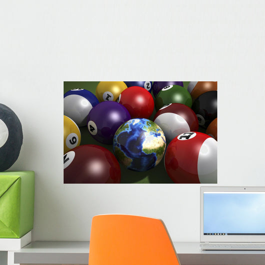 Pool Table with Balls Earth Africa Wall Decal