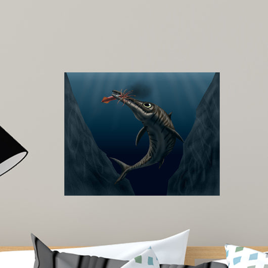 Ophthalmosaurus Catches Squid Deep Wall Decal