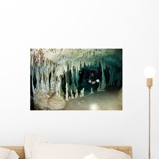 Cave Diver Exploring Nohoch Wall Decal Design 2