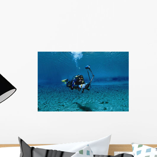 Scuba Diver Familiarizing Himself Wall Decal