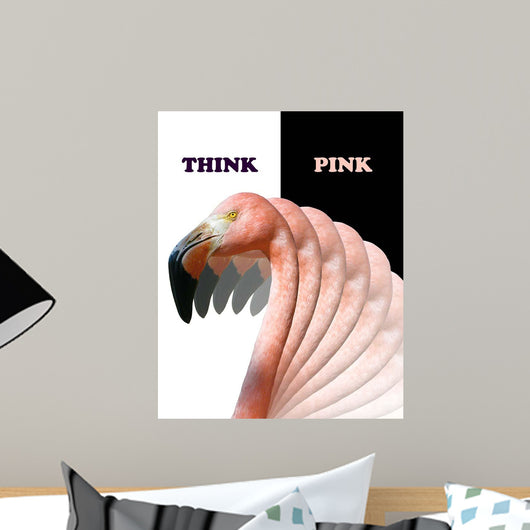 Think Pink Flamingo Wall Decal