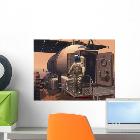Astronaut Leaving Mars Rover Wall Decal