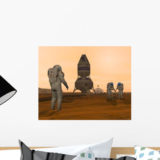 Illustration Astronauts Setting up Wall Decal