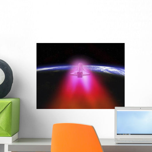 Illustration Space Shuttle Re-entering Wall Decal