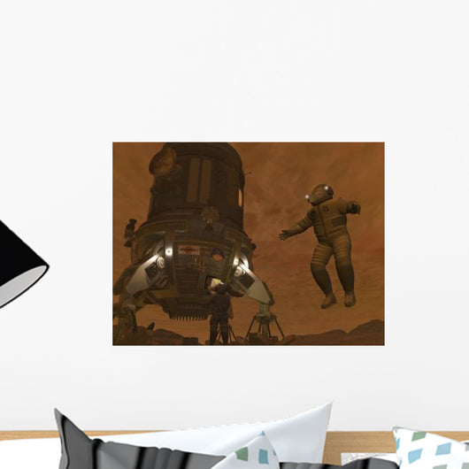 Artist's Concept Astronauts Exploring Wall Decal Design 1