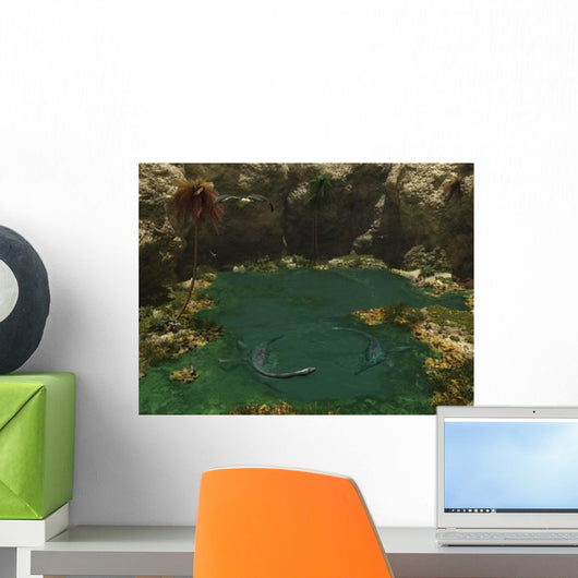 Pair Elasmosaurus Engage Swimming Wall Decal
