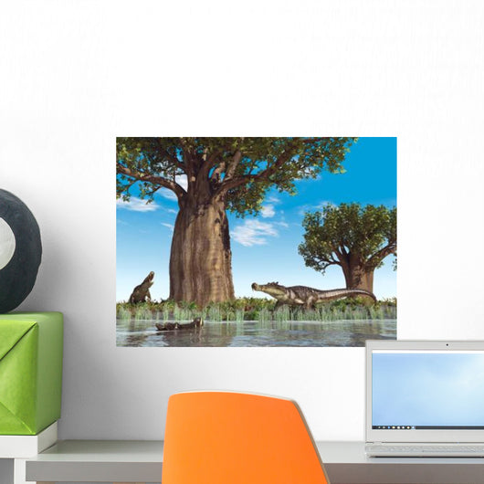 Kaprosuchus Crocodyliforms near Baobab Wall Decal