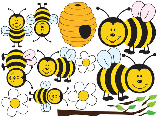 Cute Cartoon Bee Family Wall Decal Sticker Set Wall Decal