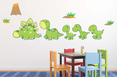 Cute Cartoon Dinosaur Family Wall Decal Sticker Set Wall Decal