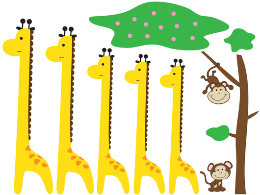 Cartoon Giraffes and Monkeys Wall Decal Sticker Set Wall Decal