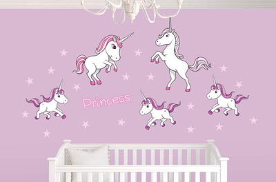 Cute Unicorn Family Wall Decal Sticker Set Wall Decal
