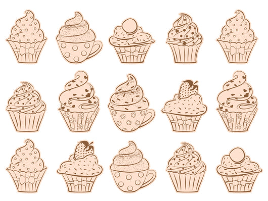 Pink Gourmet Cupcakes Wall Decal Sticker Set Wall Decal