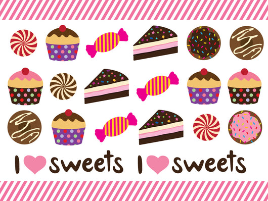 Cute Set Cupcake and Wall Decal Sticker Set Wall Decal