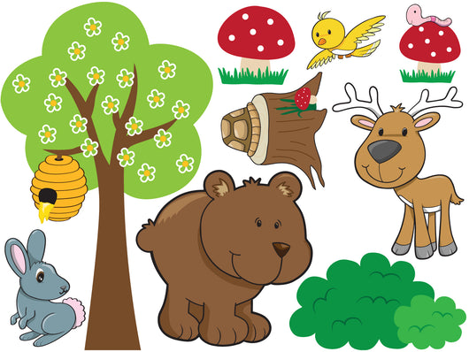Forest Animal Friends Wall Decal Sticker Set Wall Decal