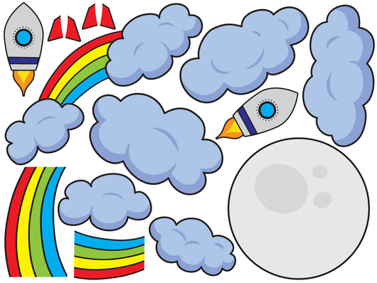 Rainbow Waterfall Moon Wall Decal Sticker Set Wall Decal