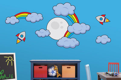 Rainbow Waterfall Moon Wall Decal Sticker Set Wall Decal