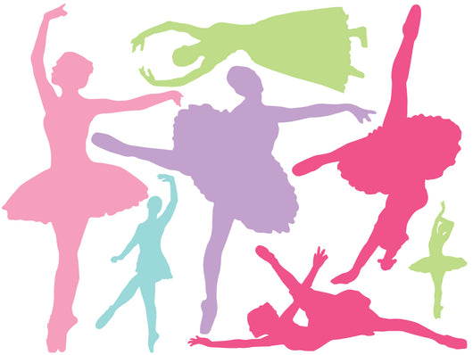 Colorful Ballet Silhouettes Wall Decal Sticker Set Wall Decal