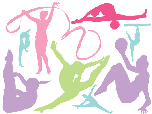 Colorful Gymnastics Silhouettes Wall Decal Sticker Set Wall Decal