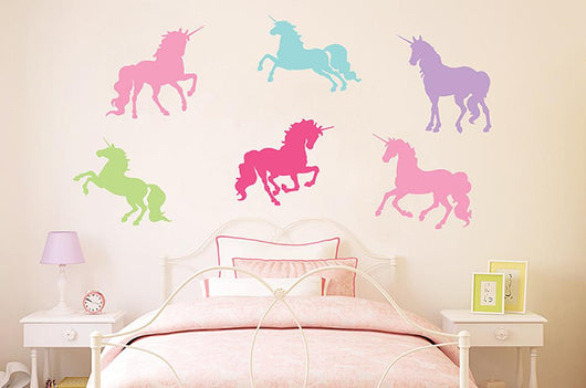 18 W Multicolor Unicorn Wall Decal Sticker Set Wall Decal