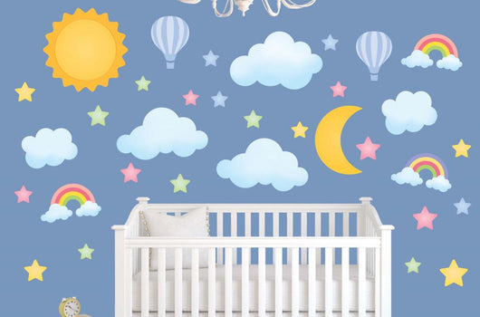 Dreamy Sun Moon Stars Wall Decal Sticker Set Wall Decal