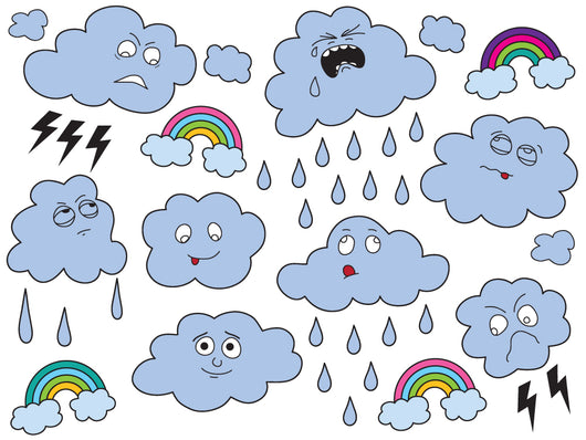Moody Rain Clouds Wall Decal Sticker Set Wall Decal