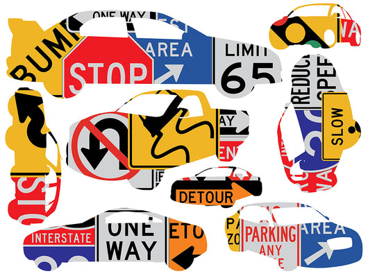 Car Signs Vehicle Silhouettes Wall Decal Sticker Set Wall Decal