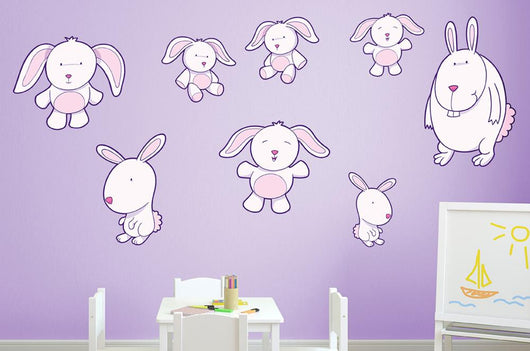 Pink Bunny Wall Decal Sticker Set Wall Decal