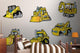 Monster Construction Vehicle Wall Decal Sticker Set Wall Decal
