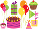 Pink Birthday Party Wall Decal Sticker Set Wall Decal
