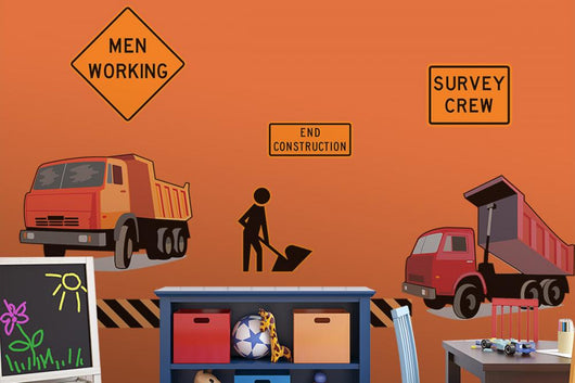 Red Dump Trucks and Wall Decal Sticker Set Wall Decal