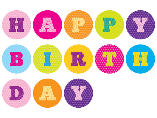 Happy Birthday Circles Wall Decal Sticker Set Wall Decal