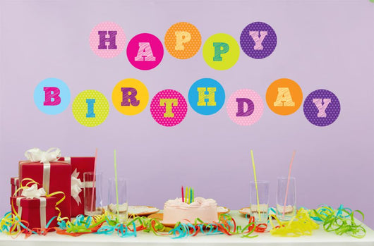 Happy Birthday Circles Wall Decal Sticker Set Wall Decal