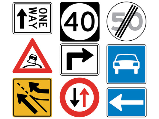 Assorted Road Signs Wall Decal Sticker Set Wall Decal