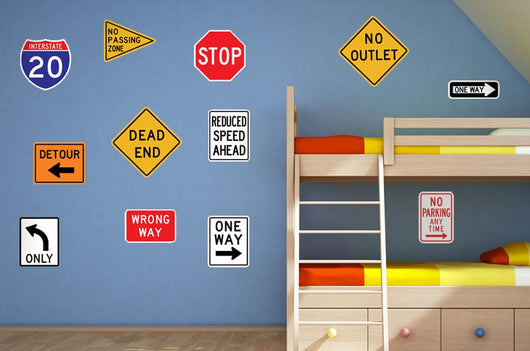 Assorted Street Sign Collection Wall Decal Sticker Set