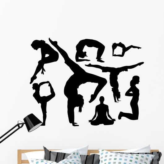 Assorted Yoga Silhouettes Wall Decal Stickers