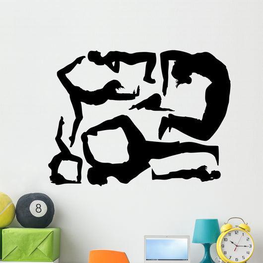 Assorted Yoga Silhouettes Wall Decal Stickers