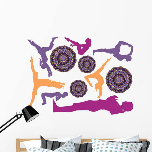 Warm Colorful Yoga Silhouettes Wall Decal