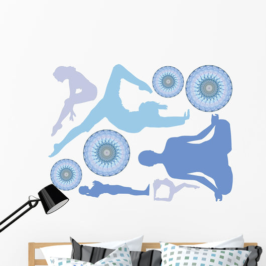 Cool Colorful Yoga Silhouettes Wall Decal Stickers Wall Decal